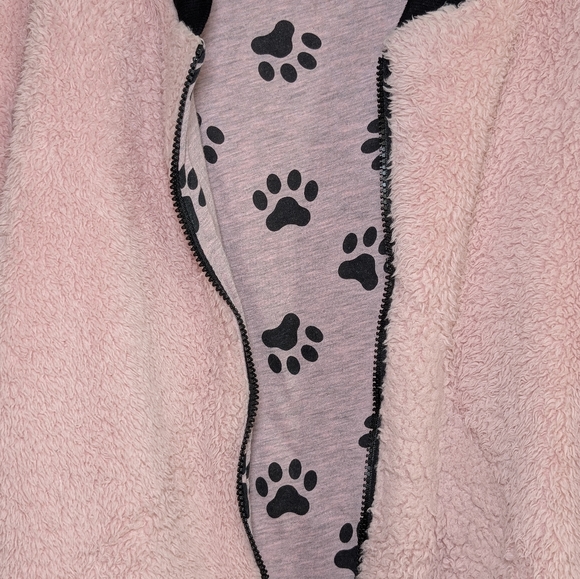 Disney Marie Pink Teddy Bomber Jacket XL Fuzzy Sherpa Kawaii Y2K Cozycore Zip - Picture 6 of 6